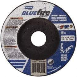 Norton - 24 Grit, 4-1/2" Wheel Diam, 1/4" Wheel Thickness, 7/8" Arbor Hole, Type 27 Depressed Center Wheel - Zirconia Alumina/Silicon Carbide Blend, T Hardness, 13,580 Max RPM, Compatible with Angle Grinder - Americas Industrial Supply