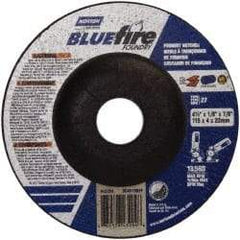 Norton - 24 Grit, 4-1/2" Wheel Diam, 1/8" Wheel Thickness, 7/8" Arbor Hole, Type 27 Depressed Center Wheel - Zirconia Alumina/Silicon Carbide Blend, T Hardness, 13,580 Max RPM, Compatible with Angle Grinder - Americas Industrial Supply
