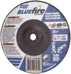 Norton - 24 Grit, 4" Wheel Diam, 1/4" Wheel Thickness, 5/8" Arbor Hole, Type 27 Depressed Center Wheel - Zirconia Alumina/Silicon Carbide Blend, T Hardness, 15,280 Max RPM, Compatible with Angle Grinder - Americas Industrial Supply