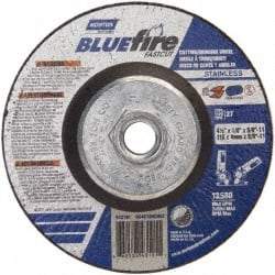 Norton - 30 Grit, 4-1/2" Wheel Diam, 1/8" Wheel Thickness, Type 27 Depressed Center Wheel - Zirconia Alumina, T Hardness, 13,580 Max RPM, Compatible with Angle Grinder - Americas Industrial Supply
