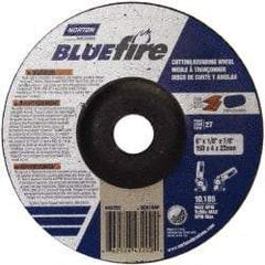 Norton - 30 Grit, 6" Wheel Diam, 1/8" Wheel Thickness, 7/8" Arbor Hole, Type 27 Depressed Center Wheel - Zirconia Alumina, U Hardness, 10,185 Max RPM, Compatible with Angle Grinder - Americas Industrial Supply