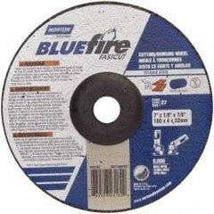Norton - 30 Grit, 7" Wheel Diam, 1/8" Wheel Thickness, 7/8" Arbor Hole, Type 27 Depressed Center Wheel - Zirconia Alumina, T Hardness, 8,600 Max RPM, Compatible with Angle Grinder - Americas Industrial Supply