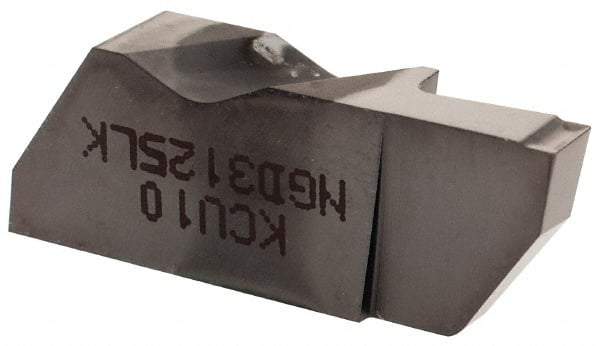 Kennametal - 3125NGD K Grade KCU10, 3.18mm Cutting Width Carbide Grooving Insert - 6.35mm Max Depth of Cut, Left Hand, 0.19mm Corner Radius, AlTiN Finish - Americas Industrial Supply