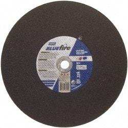 Norton - 16" 30 Grit Zirconia Alumina Cutoff Wheel - 5/32" Thick, 1" Arbor, 3,820 Max RPM, Use with Stationary Tools - Americas Industrial Supply