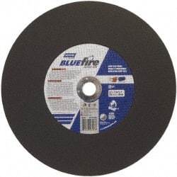 Norton - 14" 36 Grit Zirconia Alumina Cutoff Wheel - 7/64" Thick, 1" Arbor, 4,365 Max RPM, Use with Stationary Tools - Americas Industrial Supply