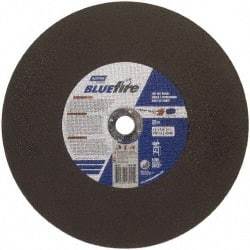 Norton - 14" 30 Grit Zirconia Alumina Cutoff Wheel - 1/8" Thick, 1" Arbor, 4,365 Max RPM, Use with Stationary Tools - Americas Industrial Supply