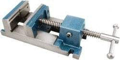Gibraltar - 6" Jaw Opening Capacity x 2" Throat Depth, Drill Press Vise - 6" Wide Jaw, Stationary Base, Rapid Acting, 16-1/2" OAL x 3" Overall Height, Cast Iron - Americas Industrial Supply