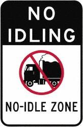 NMC - "No Idle Zone", 18" Long x 12" Wide, Aluminum Safety Sign - Use for Workplace/Safety - Americas Industrial Supply