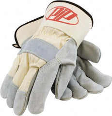 PIP - Size XL Cowhide General Protection Work Gloves - For General Purpose, Uncoated, Safety Cuff, Full Fingered, White/Gray, Paired - Americas Industrial Supply