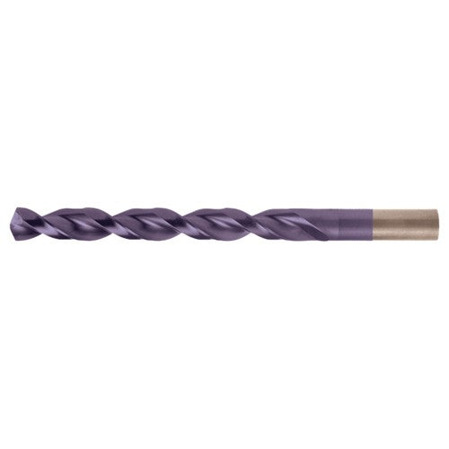8.00mm RHS / RHC HSS-CO 8% (M42) 135 Degree Split Point Q-Cobalt Wide Land Parabolic Jobber Drill - TiAlN - Exact Industrial Supply