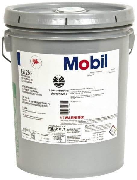 Mobil - 5 Gal Pail Mineral Hydraulic Oil - 0180°F, SAE 20, ISO 32/46, 36.8 cSt at 40°C & 8.3 cSt at 100°C - Americas Industrial Supply