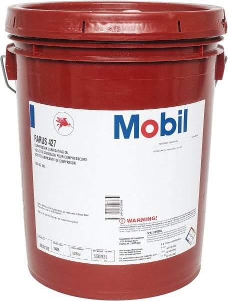 Mobil - 5 Gal Pail, ISO 100, SAE 30, Air Compressor Oil - 300°, 104.6 Viscosity (cSt) at 40°C, 11.6 Viscosity (cSt) at 100°C - Americas Industrial Supply