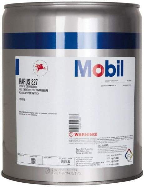 Mobil - 5 Gal Pail, ISO 100, SAE 30, Air Compressor Oil - -20°F to 400°, 10.12 Viscosity (cSt) at 100°C, 107.5 Viscosity (cSt) at 40°C - Americas Industrial Supply