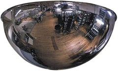 PRO-SAFE - Indoor & Outdoor Full Dome Dome Safety, Traffic & Inspection Mirrors - Acrylic Lens, Fiberboard Backing, 32" Diam x 13-7/8" High, 34' Max Covered Distance - Americas Industrial Supply