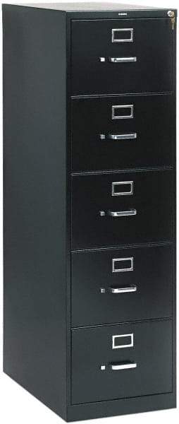 Hon - 26" Wide x 60" High x 26-1/2" Deep, 5 Drawer Vertical File with Lock - Steel, Black - Americas Industrial Supply