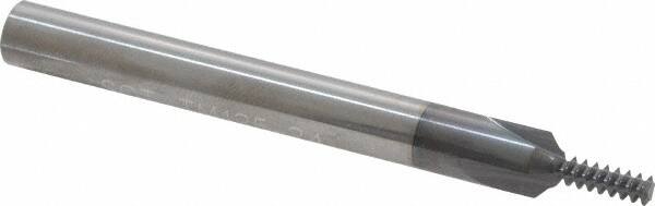 Scientific Cutting Tools - #10-24 Thread, 1/4" Shank Diam, TiAlN Coating, Solid Carbide Straight Flute Thread Mill - 3 Flutes, 2-1/2" OAL, #8 Min Noml Diameter - Americas Industrial Supply