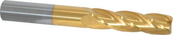 Atrax - 5/8", 2-1/4" LOC, 5/8" Shank Diam, 5" OAL, 4 Flute, Solid Carbide Square End Mill - Single End, TiN Finish, Spiral Flute, 30° Helix, Centercutting, Right Hand Cut, Right Hand Flute - Americas Industrial Supply