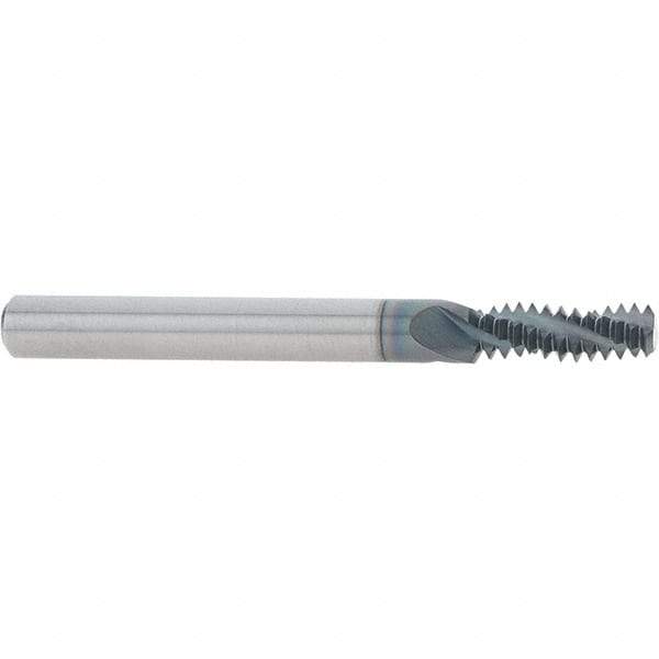 Scientific Cutting Tools - 5/16-18 UNC, 0.235" Cutting Diam, 3 Flute, Solid Carbide Helical Flute Thread Mill - Internal/External Thread, 0.689" LOC, 2-1/2" OAL, 1/4" Shank Diam - Americas Industrial Supply