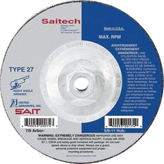 Sait - 5" Wheel Diam, 1/4" Wheel Thickness, Type 27 Depressed Center Wheel - Ceramic, Resinoid Bond, 12,200 Max RPM, Compatible with Angle Grinder - Americas Industrial Supply