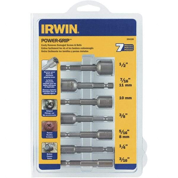 Irwin - 7 Piece Screw & Nut Extractor Set - 1/2 to 3/16 Size Range - Americas Industrial Supply