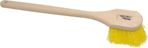 Weiler - 2" Bristle Length, Polypropylene Scrub Brush - 20" OAL, Straight Handle, Yellow, Foam Block - Americas Industrial Supply