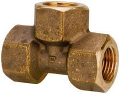 Parker - 1/2 Female Thread, Brass Industrial Pipe Female Tee - FBSPP, 1,000 psi - Americas Industrial Supply