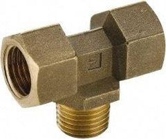 Parker - 1/4 Male Thread x 1/4 Female Thread, Brass Industrial Pipe Male Branch Tee - MBSPT x FBSPP, 1,000 psi - Americas Industrial Supply