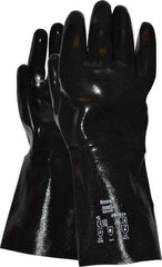 Ansell - Size XL (10), 14" Long, 80 mil Thick, Supported, Neoprene Chemical Resistant Gloves - Smooth Finish, Fleece/Jersey Lined, Gauntlet Cuff, ANSI Abrasion Level 3, ANSI Cut Level 2, Black - Americas Industrial Supply