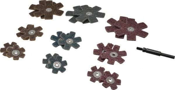 Superior Abrasives - 17 Piece Aluminum Oxide Sanding Star Kit - Contains 1-1/2, 2 & 3" Diam Coarse, Medium & Very Fine Polishing & Sanding Stars - Americas Industrial Supply