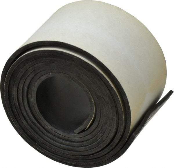 Made in USA - 60" Long, 2" Wide, 0.093" Thick, Buna-N Rubber Foam Sheet - 50 to 60 Durometer, Black, -20 to 180°F, 2,500 psi Tensile Strength, Adhesive Backing, Stock Length - Americas Industrial Supply