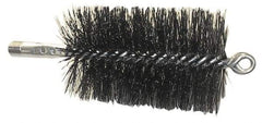 Schaefer Brush - 4-1/2" Brush Length, 2-3/4" Diam, Double Stem, Double Spiral Tube Brush - 7-1/2" Long, Tempered Steel Wire, 1/4" NPT Male Connection - Americas Industrial Supply