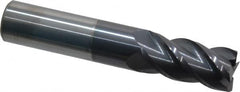 Accupro - 16mm, 32mm LOC, 16mm Shank Diam, 89mm OAL, 4 Flute, Solid Carbide Square End Mill - Single End, AlTiN Finish, Spiral Flute, 40° Helix, Centercutting, Right Hand Cut, Right Hand Flute - Americas Industrial Supply