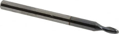 Accupro - 2mm Diam, 4mm LOC, 2 Flute Solid Carbide Ball End Mill - AlTiN Finish, Single End, 38mm OAL, 3mm Shank Diam, Spiral Flute - Americas Industrial Supply