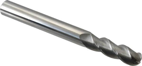 Accupro - 5/8" Diam, 2" LOC, 3 Flute Solid Carbide Ball End Mill - Uncoated, Single End, 6" OAL, 5/8" Shank Diam, Spiral Flute - Americas Industrial Supply