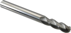 Accupro - 5/8" Diam, 2" LOC, 3 Flute Solid Carbide Ball End Mill - Uncoated, Single End, 6" OAL, 5/8" Shank Diam, Spiral Flute - Americas Industrial Supply