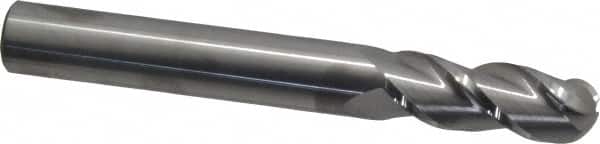 Accupro - 3/4" Diam, 2" LOC, 3 Flute Solid Carbide Ball End Mill - Uncoated, Single End, 6" OAL, 3/4" Shank Diam, Spiral Flute - Americas Industrial Supply