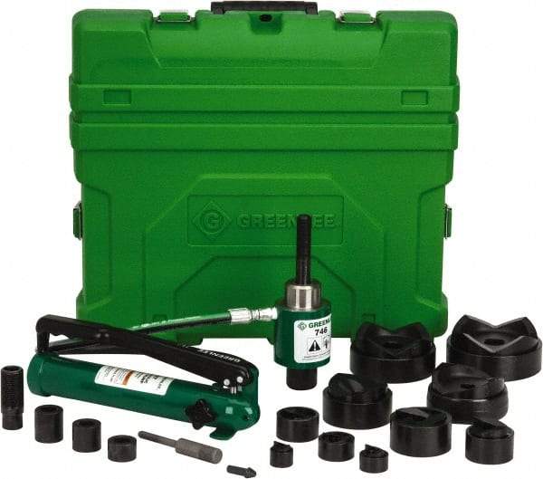 Greenlee - 20 Piece, 4" Punch Hole Diam, Hydraulic Knockout Set - Round Punch, 10 Gage Mild Steel - Americas Industrial Supply