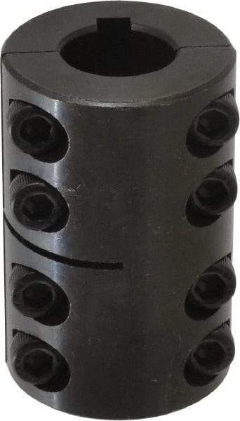 Climax Metal Products - 20mm Inside x 42mm Outside Diam, Metric Two Piece Clamping Rigid Coupling with Keyway - 65mm Long x 6mm Keyway Width x 2.8mm Keyway Depth - Americas Industrial Supply