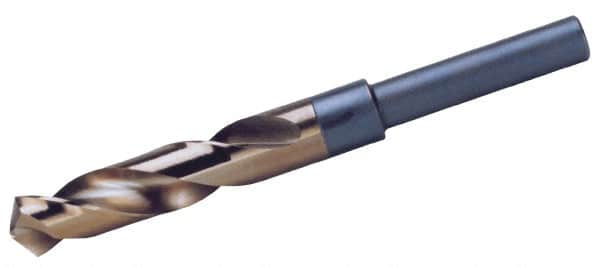 Chicago-Latrobe - 1-3/16" Drill, 118° Point, Cobalt Silver Deming & Reduced Shank Drill Bit - Oxide/Gold Finish, 6" OAL, Straight Shank, 3-1/8" Flute Length, Right Hand Cut, Split Point, Spiral Flute, Regular Spiral - Americas Industrial Supply