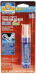 Permatex - 10 Gal Tube, Blue, Medium Strength Gel Threadlocker - Series 240, 24 hr Full Cure Time, Hand Tool Removal - Americas Industrial Supply