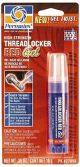 Permatex - 10 Gal Tube, Red, High Strength Gel Threadlocker - Series 270, 24 hr Full Cure Time, Hand Tool, Heat Removal - Americas Industrial Supply