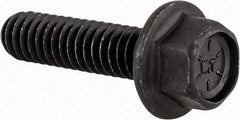 Value Collection - 1/4-20 UNC, 1" Length Under Head, Hex Drive Flange Bolt - 1" Thread Length, Grade 8 Alloy Steel, Smooth Flange, Phosphate & Oil Finish - Americas Industrial Supply