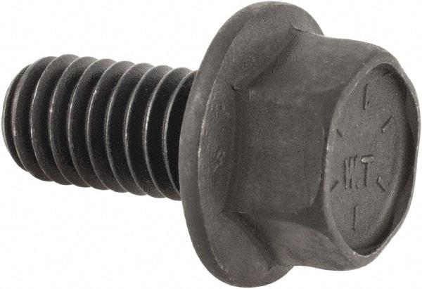 Value Collection - 3/8-16 UNC, 3/4" Length Under Head, Hex Drive Flange Bolt - 3/4" Thread Length, Grade 8 Alloy Steel, Smooth Flange, Phosphate & Oil Finish - Americas Industrial Supply