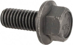 Value Collection - 7/16-14 UNC, 1" Length Under Head, Hex Drive Flange Bolt - 1" Thread Length, Grade 8 Alloy Steel, Smooth Flange, Phosphate & Oil Finish - Americas Industrial Supply