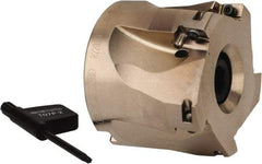 Seco - 5 Inserts, 2" Cut Diam, 3/4" Arbor Diam, 0.354" Max Depth of Cut, Indexable Square-Shoulder Face Mill - 0° Lead Angle, 1.575" High, XO.X 10T3.. Insert Compatibility, Through Coolant, Series Turbo 10 - Americas Industrial Supply