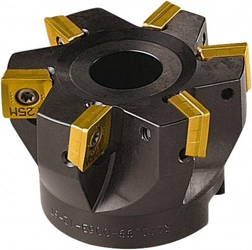 Seco - 6 Inserts, 63mm Cut Diam, 22mm Arbor Diam, 11mm Max Depth of Cut, Indexable Square-Shoulder Face Mill - 90° Lead Angle, 40mm High, SONX 1205 Insert Compatibility, Series Midi Square - Americas Industrial Supply