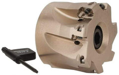 Seco - 7 Inserts, 2" Cut Diam, 3/4" Arbor Diam, 0.354" Max Depth of Cut, Indexable Square-Shoulder Face Mill - 0° Lead Angle, 1.575" High, XO.X 10T3.. Insert Compatibility, Through Coolant, Series Turbo 10 - Americas Industrial Supply