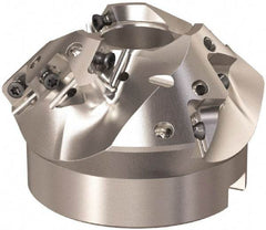 Seco - 79.4mm Cut Diam, 27mm Arbor Hole, 22.5mm Max Depth of Cut, 45° Indexable Chamfer & Angle Face Mill - 9 Inserts, XO.. 1204 Insert, Right Hand Cut, 9 Flutes, Through Coolant, Series R220.49 - Americas Industrial Supply