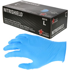 NitriShield Gloves - 4 mil Blue Nitrile Industrial/Food Service Grade - Textured Grip - Powder Free - Box of 100 - Size X-Large - Americas Industrial Supply