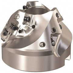 Seco - 2.638" Cut Diam, 1" Arbor Hole, 1.102" Max Depth of Cut, 60° Indexable Chamfer & Angle Face Mill - 9 Inserts, XO.. 1204 Insert, Right Hand Cut, 3 Flutes, Through Coolant, Series R220.49 - Americas Industrial Supply
